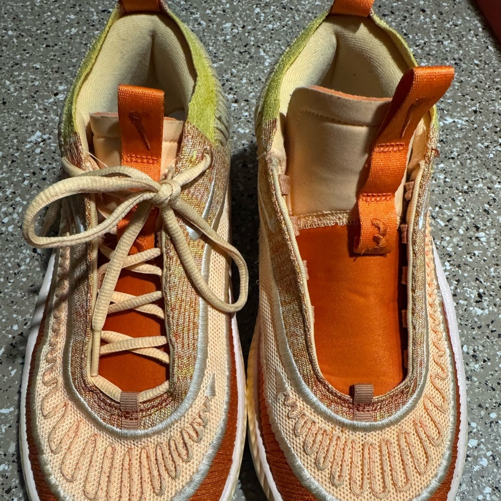 Vibrant Orange and Yellow Athletic Shoes